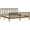 Honey Brown Wooden Bed Frame with Headboard - 200x200 cm