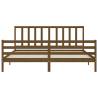 Honey Brown Wooden Bed Frame with Headboard - 200x200 cm