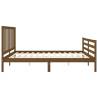 Honey Brown Wooden Bed Frame with Headboard - 200x200 cm