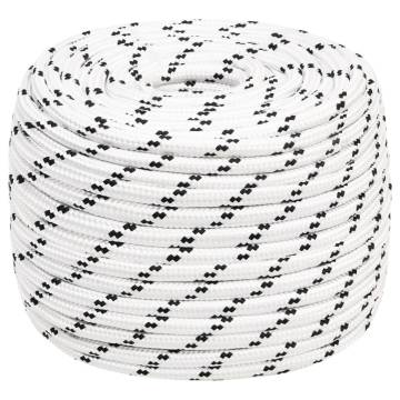 Braided Boat Rope White 12mm x 25m - Durable Polyester Rope