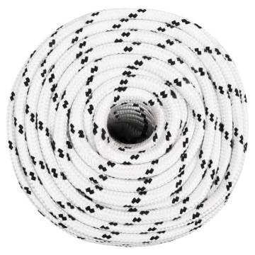 Braided Boat Rope White 12mm x 25m - Durable Polyester Rope