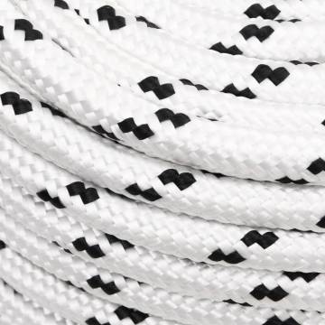 Braided Boat Rope White 12mm x 25m - Durable Polyester Rope