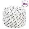 Braided Boat Rope White 12mm x 25m - Durable Polyester Rope