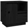 Elegant Black Bedside Cabinet - Solid Pine Wood 50x34x50 cm