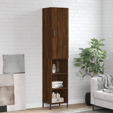 Stylish Highboard Brown Oak - 34.5x34x180 cm | HipoMarket