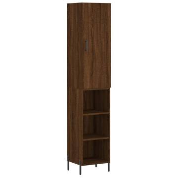 Stylish Highboard Brown Oak - 34.5x34x180 cm | HipoMarket