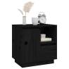 Elegant Black Bedside Cabinet - Solid Pine Wood 50x34x50 cm