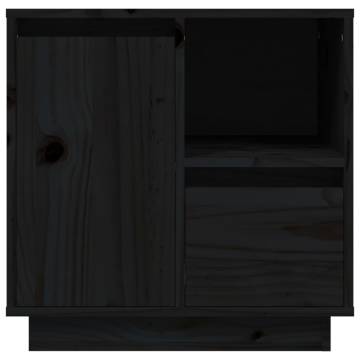 Elegant Black Bedside Cabinet - Solid Pine Wood 50x34x50 cm