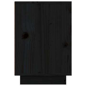 Elegant Black Bedside Cabinet - Solid Pine Wood 50x34x50 cm