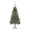 Artificial Pre-lit Christmas Tree with Ball Set 150 cm Colour white and gold Size 150 x 89 cm Quantity in Package 1 Number of Branch Tips 