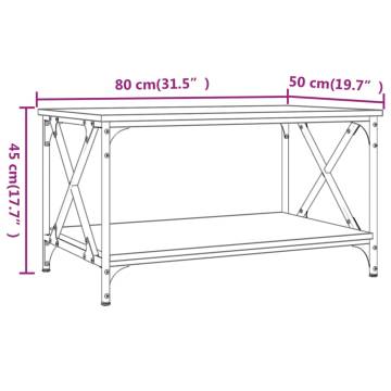 Elegant Smoked Oak Coffee Table - 80x50x45 cm