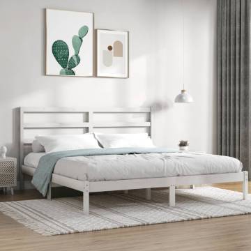 White Solid Wood Pine Bed Frame 200x200 cm | Modern Design