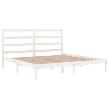 White Solid Wood Pine Bed Frame 200x200 cm | Modern Design