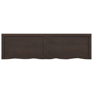 Dark Brown Solid Wood Bathroom Countertop - 140x40 cm