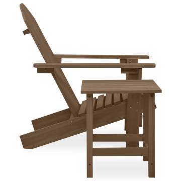 Garden Adirondack Chair & Table - Solid Fir Wood Brown