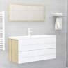 Stylish 2 Piece Bathroom Furniture Set - White & Sonoma Oak