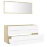 Stylish 2 Piece Bathroom Furniture Set - White & Sonoma Oak