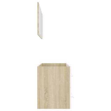 Stylish 2 Piece Bathroom Furniture Set - White & Sonoma Oak