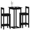 3 Piece Bar Set Black Solid Wood Pine - Stylish & Durable