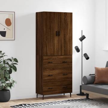 Stylish Highboard Brown Oak | 69.5x34x180 cm | Hipomarket