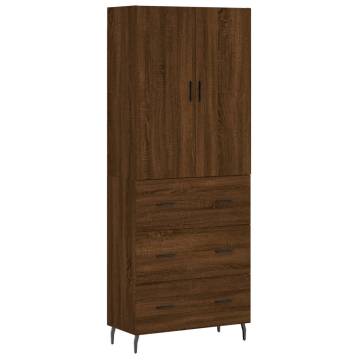 Stylish Highboard Brown Oak | 69.5x34x180 cm | Hipomarket