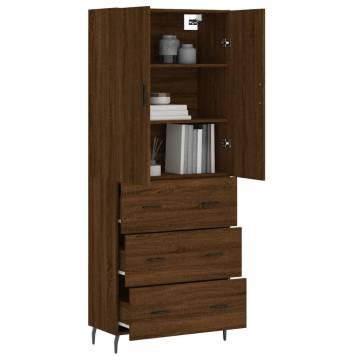 Stylish Highboard Brown Oak | 69.5x34x180 cm | Hipomarket