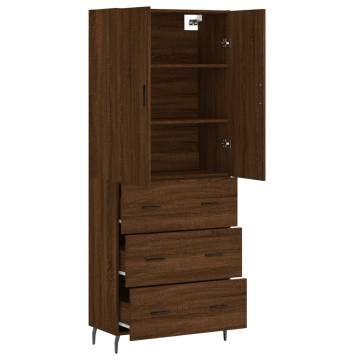 Stylish Highboard Brown Oak | 69.5x34x180 cm | Hipomarket