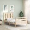 Bed Frame with Headboard Small Single Solid Wood Colour natural Size 75 x 190 cm 