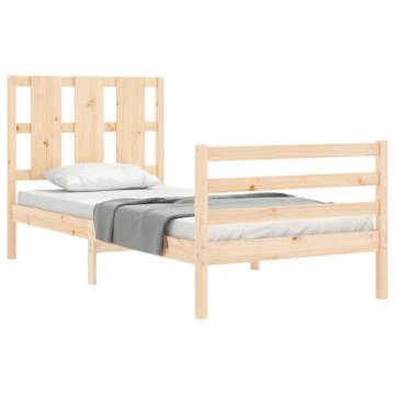 Solid Wood Small Single Bed Frame with Headboard | HiPoMarket