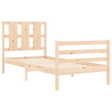 Solid Wood Small Single Bed Frame with Headboard | HiPoMarket