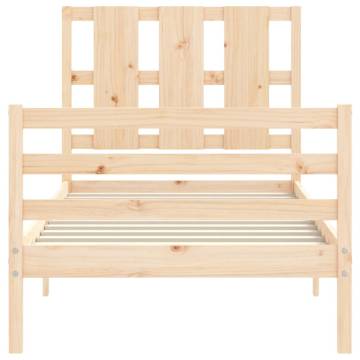 Solid Wood Small Single Bed Frame with Headboard | HiPoMarket