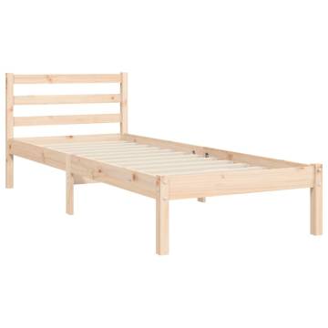 Solid Wood Small Single Bed Frame with Headboard | HiPoMarket