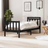 Bed Frame Black 75x190 cm Small Single Solid Wood Colour black Size 75 x 190 cm 