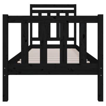 Black Solid Wood Bed Frame 75x190 cm - Stylish & Sturdy