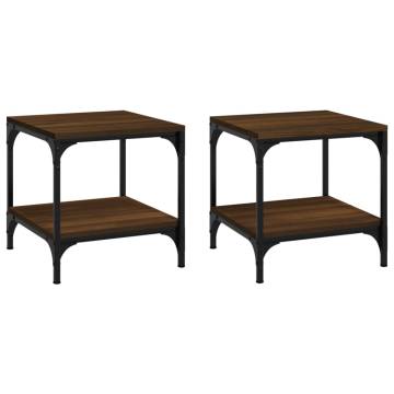 Stylish Brown Oak Side Tables – 2 pcs, 40x40x40 cm | HipoMarket