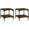 Stylish Brown Oak Side Tables – 2 pcs, 40x40x40 cm | HipoMarket