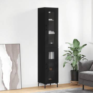 Stylish Highboard Black | 34.5x34x180 cm Engineered Wood