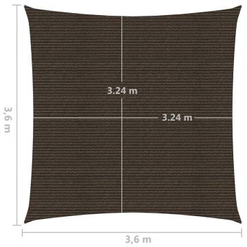 Brown Sunshade Sail 3.6x3.6m HDPE - 160g/m² UV Protection