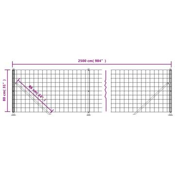 Wire Mesh Fence with Flange Anthracite 0.8x25m - HipoMarket