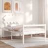 Bed Frame with Headboard White 100x200 cm Solid Wood Colour white Size 100 x 200 cm 