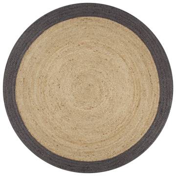 Handmade Jute Rug with Dark Grey Border - 90 cm