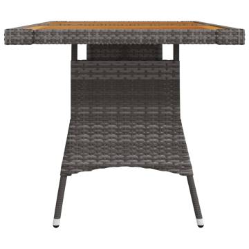 Garden Table Grey 130x70 cm - Poly Rattan & Acacia Wood