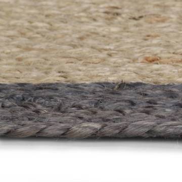 Handmade Jute Rug with Dark Grey Border - 90 cm