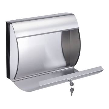 HI Letter Box with Newspaper Holder - Stainless Steel Design