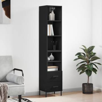 Stylish Highboard in Black - 34.5x34x180 cm Engineered Wood