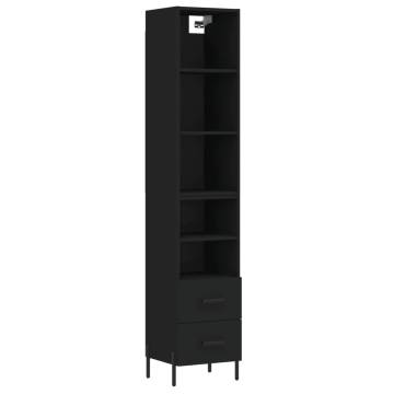 Stylish Highboard in Black - 34.5x34x180 cm Engineered Wood