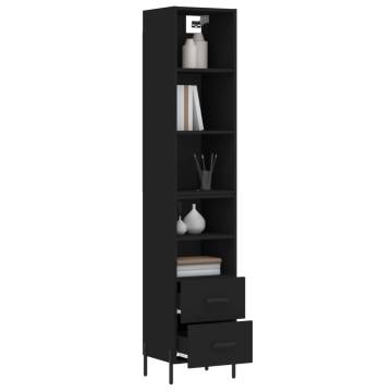 Stylish Highboard in Black - 34.5x34x180 cm Engineered Wood