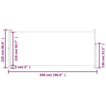 Patio Retractable Side Awning 220x500 cm - Cream | HiPoMarket UK