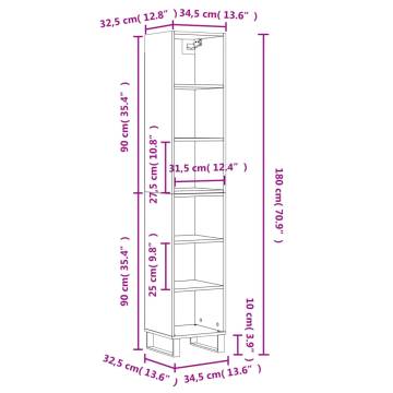 Highboard Smoked Oak 34.5x32.5x180 cm | Stylish Storage Solution