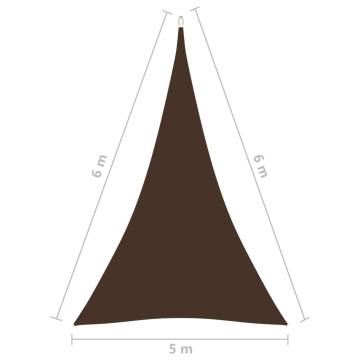 Brown Triangular Sunshade Sail 5x6x6m | HipoMarket UK